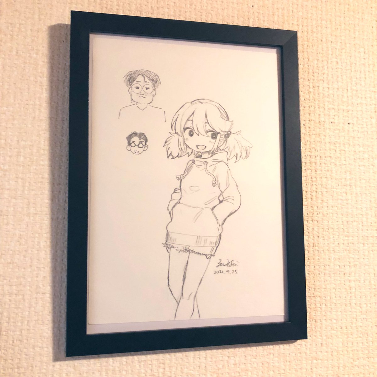 去年zinbei先生に描いて頂いたやよいちゃんを飾った 