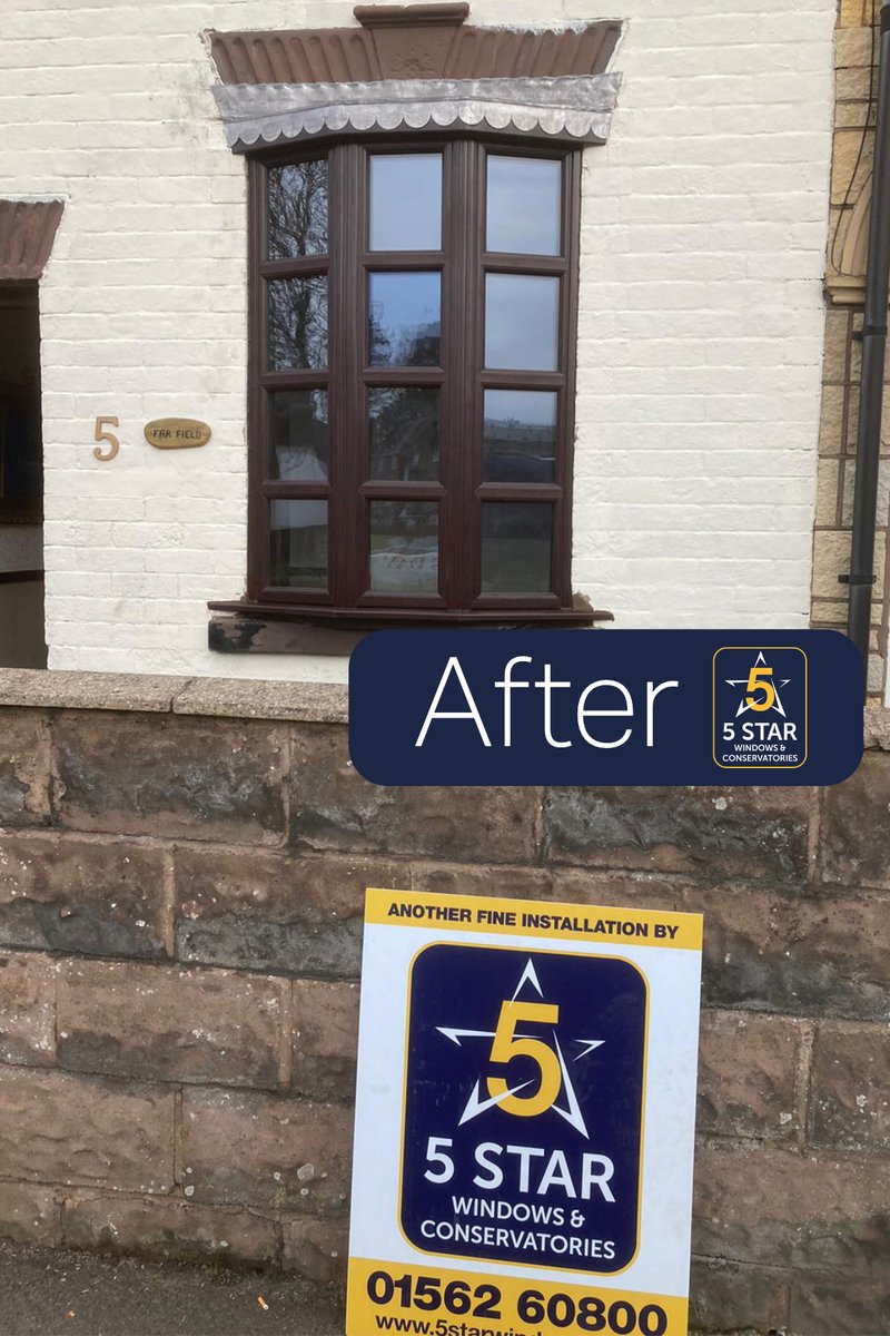 Windows5Star's tweet photo. An Updated brown #bowwindow for a customer in Worcestershire. 

Here at 5 star we offer a large range of windows to suit every style of home. Do you need to become more energy efficient and update your windows? 

https://t.co/xaamPA4y3r

 #WorcestershireHour #5starwindows https://t.co/JT4Pt3QBkw