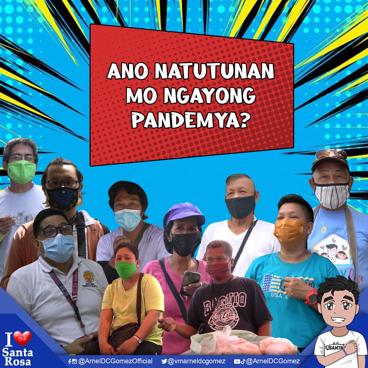 VMArnelDCGomez's tweet photo. Sa ikalawang taon ng pandemya sa ating lungsod, kinamusta po natin ang ilang Roseñans at nagbahagi ng kanilang naging karanasan at mga natutunan. 

https://t.co/UhKvxuso8v

#iLoveSantaRosa
#ArnelDCGomez #MAGkaisa
#BatangSantaRosa #BetterSantaRosa https://t.co/NYBthTkf7i