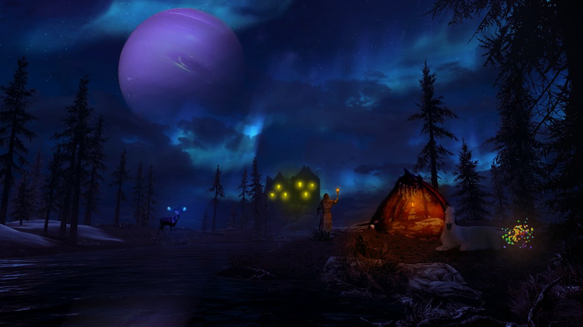sofiaahd5to's tweet photo. trying out some photoshop practice 

#skyrim #TES #photoshop #image #river #forest #color #night #aesthetic https://t.co/moKCRRwKs7