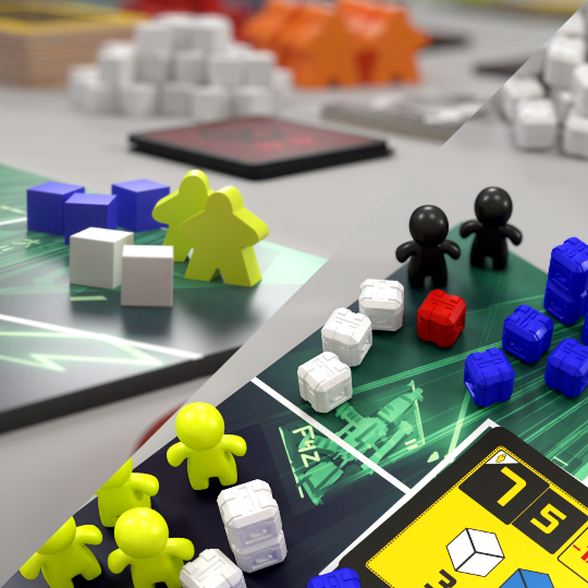 coalition_dice's tweet photo. Looking into replacing meeples and cubes with peeples and crates. New components for Hyperwars!

They give a more cyberpunk look and feel to the game, especially the resource crates.

How do you like the new components?

#boardgames #gamecomponents #indieboardgames #prototyping https://t.co/zyj1A4xEfN