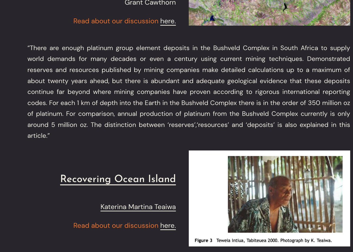 Our interdisciplinary reading group discussions are available here, where we sharing our ongoing thoughts on reading across geology and geography. #geoethics #geology #geography #platinum #phosphate #readinggroup

mining-for-meaning.com/readingroup/