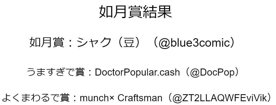 Responsive44's tweet photo. 如月賞の結果発表です。
大会に参加された方、昨日のスペースを聞いていただいた方、動画やハッシュタグの拡散に協力していただいた皆様、本当にありがとうございました。
以上を持ちまして如月賞を終了したいと思います。
#ヨーヨー如月賞　#ヨーヨー https://t.co/upoeMOVCV1