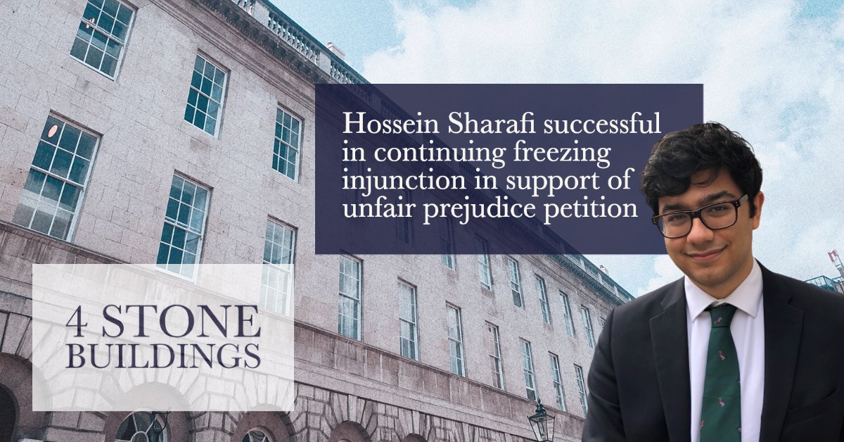 The High Court has given judgment in Kumar v Sharma [2022] EWHC 612 (Ch), where Hossein Sharafi represented the successful applicant in an application to continue a freezing injunction in support of an unfair prejudice petition. 

Read the news item here: 4stonebuildings.com/hossein-sharaf…