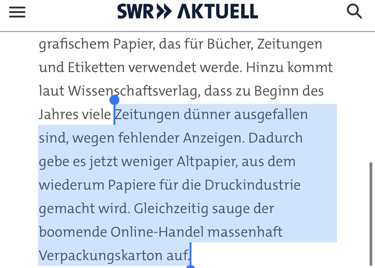 oida_grantler's tweet image. Die Geister, die Karl rief: #Papiermangel in Deutschland 🇩🇪 liegt begründet in Corona-Massnahmen wie 2G, Lockdowns und ihren Folgen: Weniger Altpapier wegen dünnerer Zeitungen mit schrumpfenden Anzeigenteilen, hoher Papierbedarf für Verpackungen im Onlinehandel.
