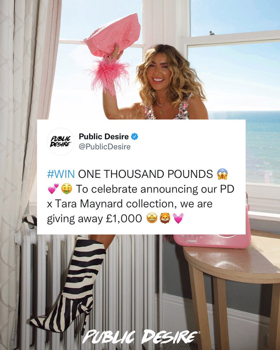 PublicDesire's tweet photo. #WIN ONE THOUSAND POUNDS 😱💕🤑 To celebrate announcing our PD x Tara Maynard collection, we are giving away £1,000 🤩💓

To enter👇
🍭 Follow us @publicdesire
🍭 Retweet + fave this tweet

EXTRA ENTRY = follow us on Instagram 💗 Ends 11:59pm GMT on 24.3.22 #giveaway #competition https://t.co/eBGsFiT1vJ