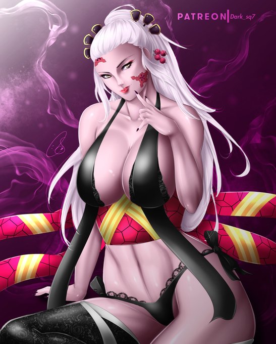 Dark-Sq7さんがTwitterに投稿した堕姫(鬼滅の刃)のイラスト。