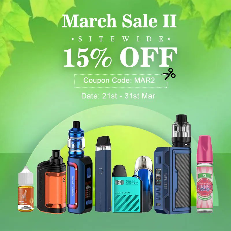 🌈🌈
🔝HealthCabin - March Sale Round 2🔥💥

1️⃣Sign in to Get 30% OFF
2️⃣15% OFF Sitewide with Coupon Code: MAR2
..
📅21st – 31st Mar, 2022
>
More Details:👇
healthcabin.net/blog/march-sal…
>
Shop:👇
healthcabin.net
>
#healthcabin #marchsale #promotion #vapewholesale #vape