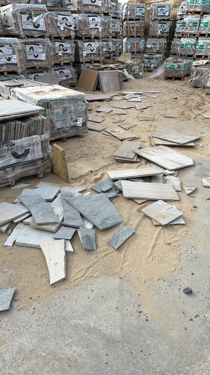 Hundreds of pounds of slabs damaged again last night by youths on Aberavon sand dunes climbing into our yard for pallet wood for bonfires.  @SWPNeathPTalbot <a href="/NPTCouncil/">Neath Port Talbot Council</a> when will someone patrol or do something about this regular problem?