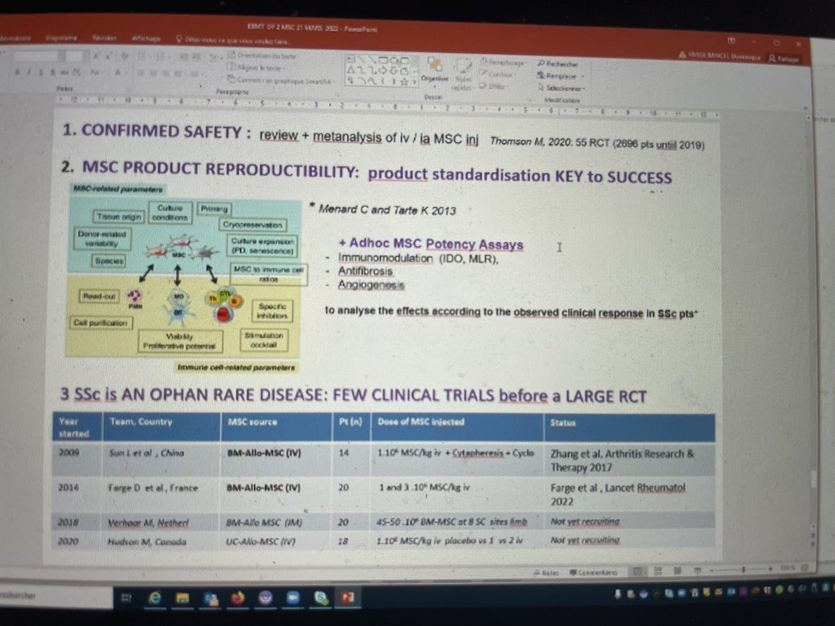 Innovative and promising use of MSC for severe SSc #EBMT22 by D.Farge during Cell Therapy Day 2, paving the way for future joint studies across #cellulartherapies and #autoimmunediseases. @TheEBMT_CTIWP @CChabannon @AnnalisaRugger1