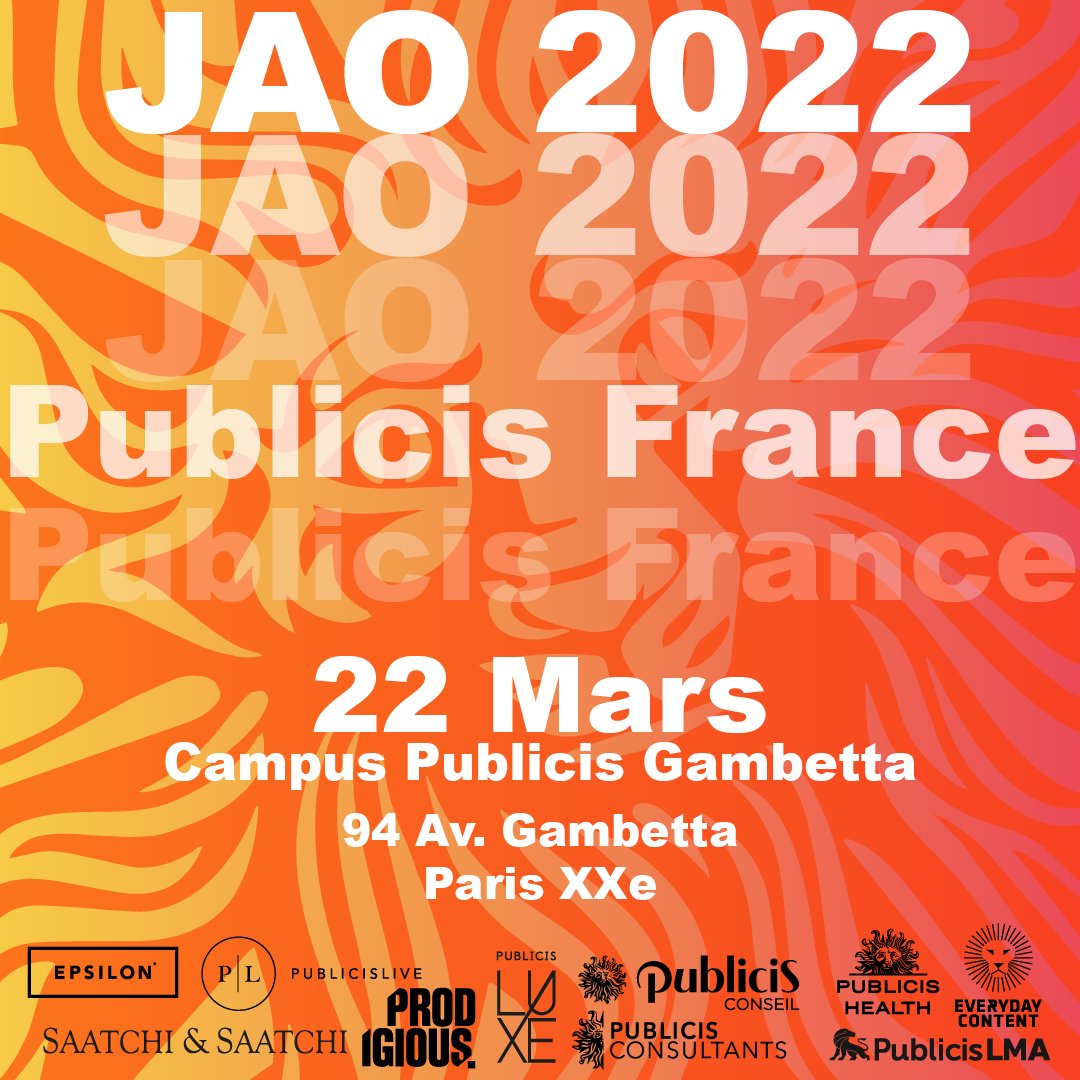 Retrouvez-nous demain sur le campus Publicis Gambetta 🤗
<a href="/Epsilondatamktg/">Epsilon France</a>, <a href="/EverydayContent/">Everyday_contentyoumightlike</a>, @Prodigious_FR, <a href="/PublicisConseil/">Publicis Conseil</a>, <a href="/PubConsultants/">Publicis Consultants</a>, <a href="/PubHealthFR/">Publicis Health France</a>, <a href="/PublicisLive_FR/">PublicisLive Paris</a>, <a href="/publicislma/">Publicis LMA</a>, <a href="/PublicisLuxe/">Publicis Luxe</a> et <a href="/saatchifrance/">Saatchi & Saatchi France</a>