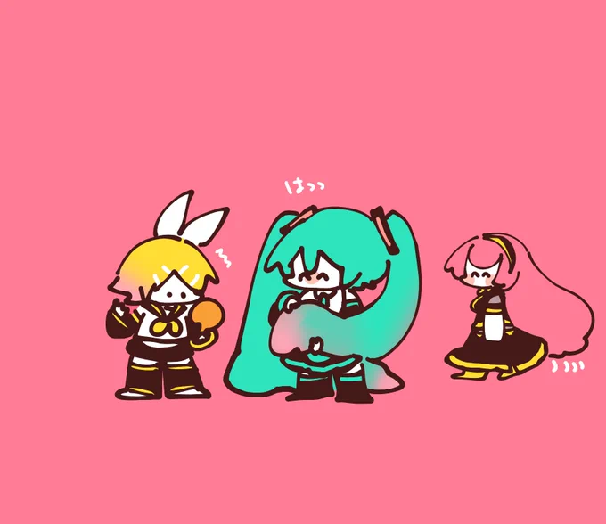 毛先が春色になってきたボカロ達🌸 