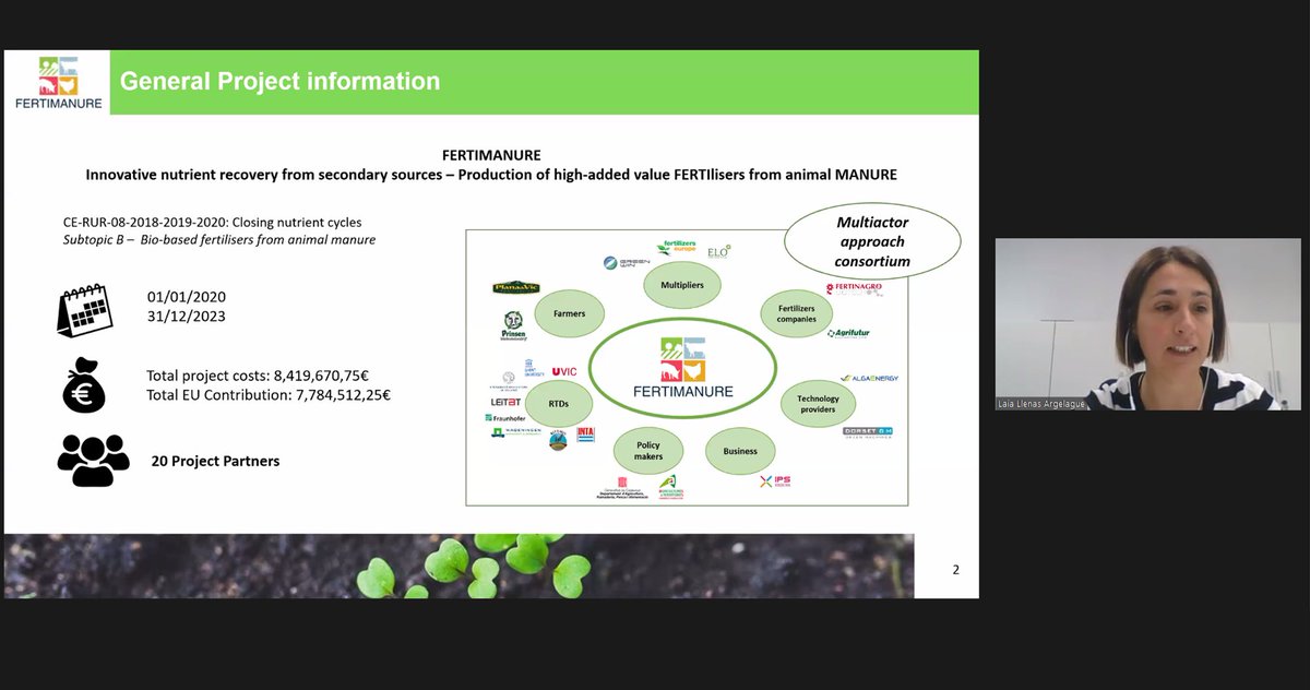 Water2REturn's tweet photo. 📢It is time for another nutrients recovery initiative! Laia Llenas Argelaguet presents @fertimanure, a project which works on innovative nutrient recovery from animal manure.

#W2RFinalConference
#TreatingWater2REturnNutrients 🐮💧♻️🌿
#ForumforAg2022 https://t.co/l2PxRpsi12