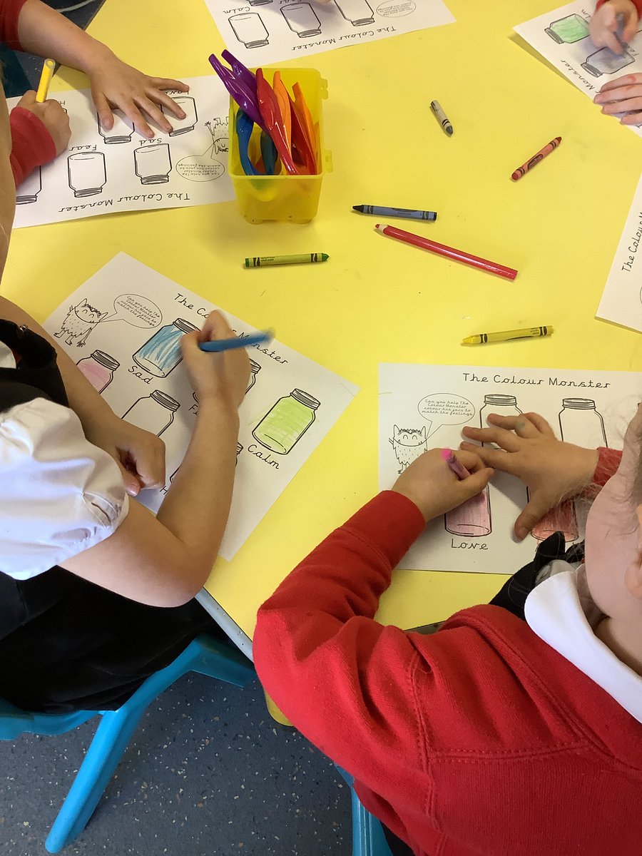 stgregorys_EYFS's tweet photo. This morning we helped the Colour Monster sort his feelings into colours. Super work Reception 👍🏻😊 https://t.co/650yVRHLbV