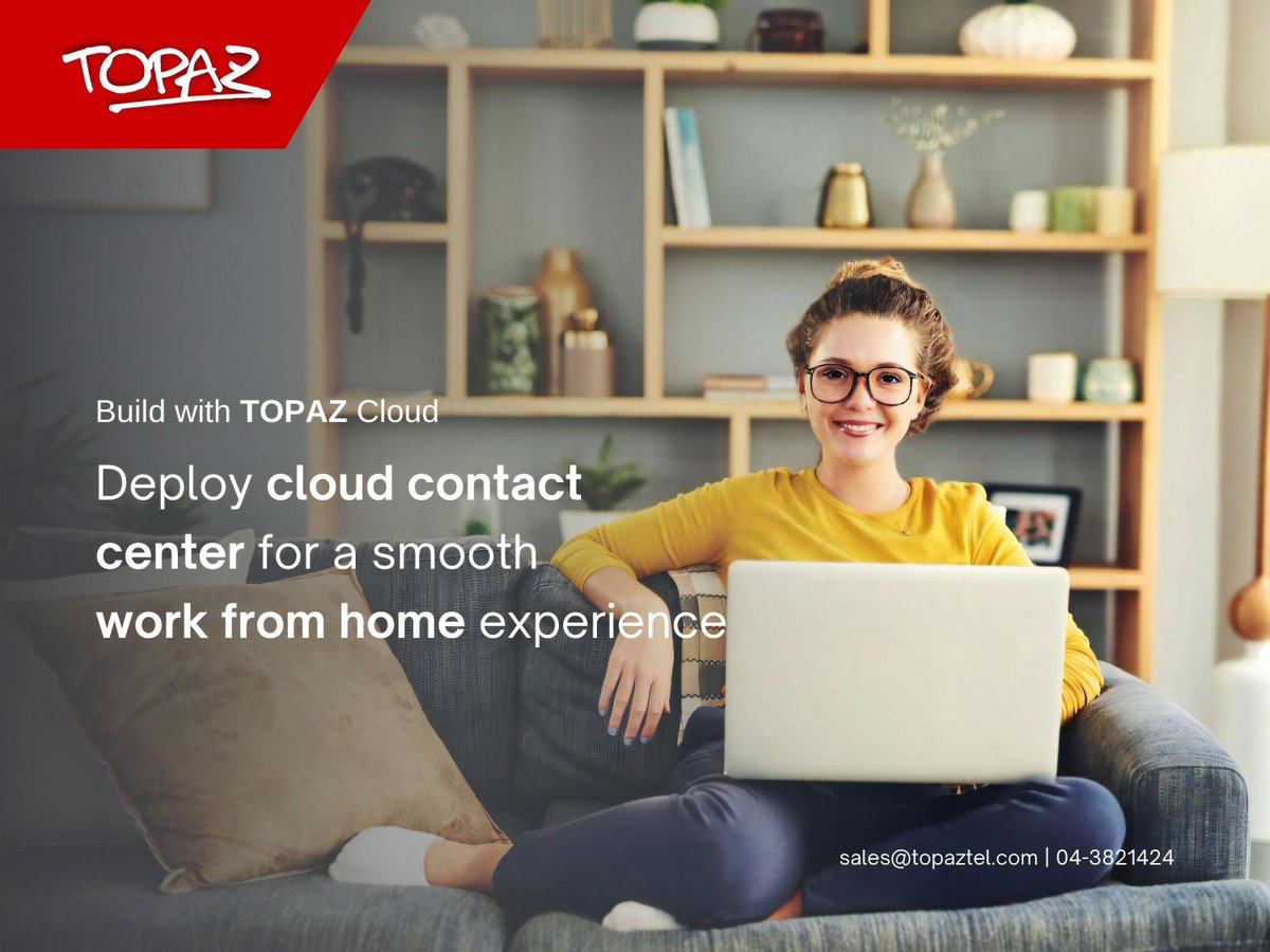 Topaz communications provide cloud-based voice solutions for both inbound and outbound calls, enabling your staff to work from anywhere. Get your phone system integrated with your CRM to enhance customer experience.

bit.ly/3IsiPFd | sales@topaztel.com | 04-3821424