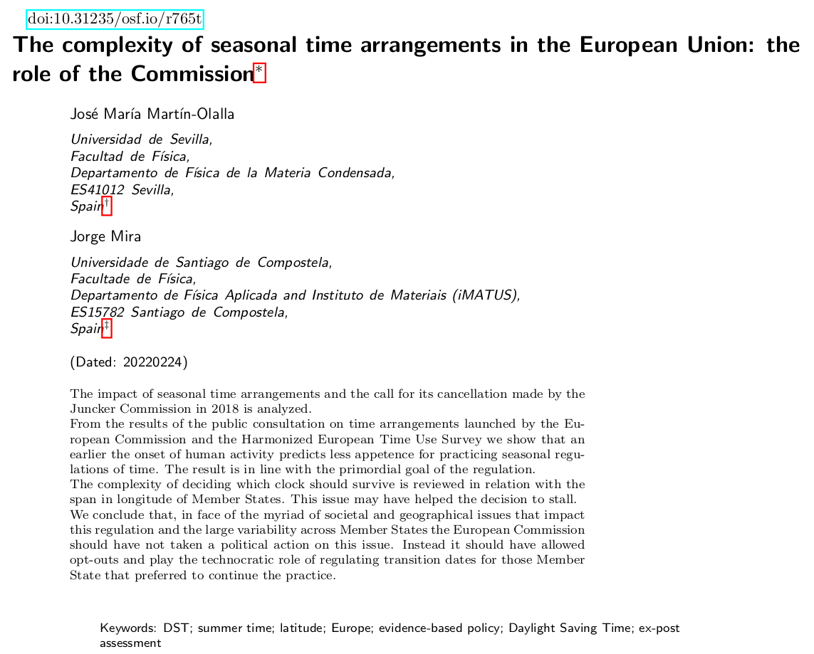 MartinOlalla_JM's tweet photo. Next Sunday 27 summer time starts in EUR. Some weeks ago I and @JorgeMiraUSC published a preprint in @socarxiv explaining societal issues and speculating with the role of the @EU_Commission 

https://t.co/0mJDkT2uHM

In view of the current crisis this is peanuts. Still... THREAD. https://t.co/UwAqji4FSa