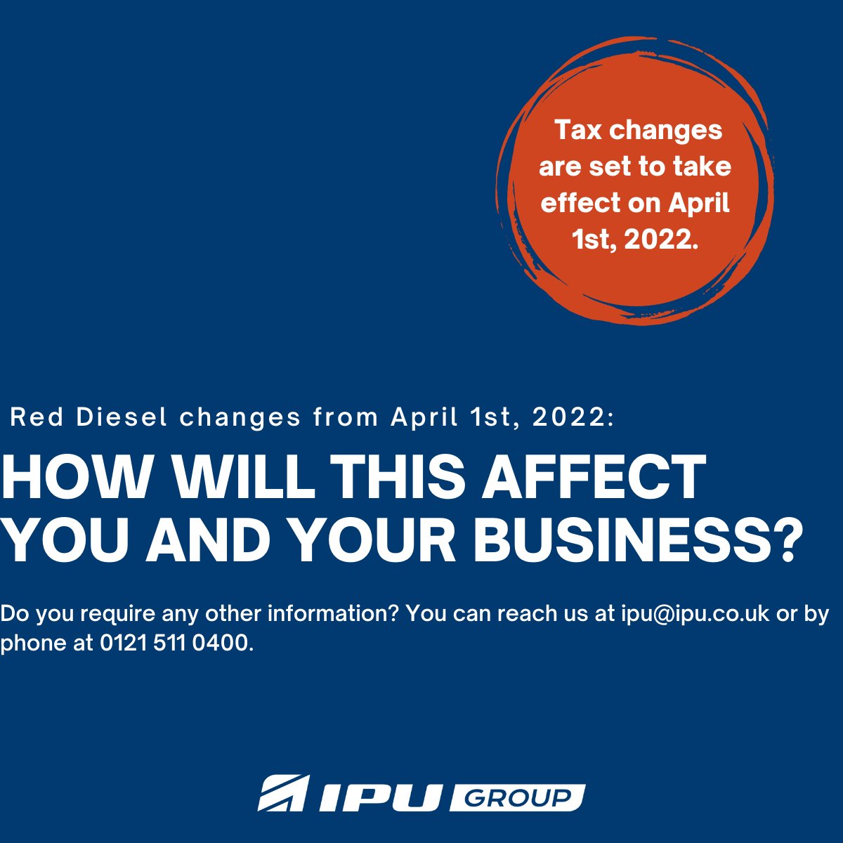 IPUGroup's tweet photo. On April 1st, 2022, the rules governing #rebated #red #diesel will be changed. 

If you are affected by these changes and require additional assistance, please contact us at ipu@ipu@.co.uk or request our red diesel brochure.

https://t.co/9UKAzt6D4M 

#reddiesel #reddieseluk https://t.co/QBlfHsTwiS