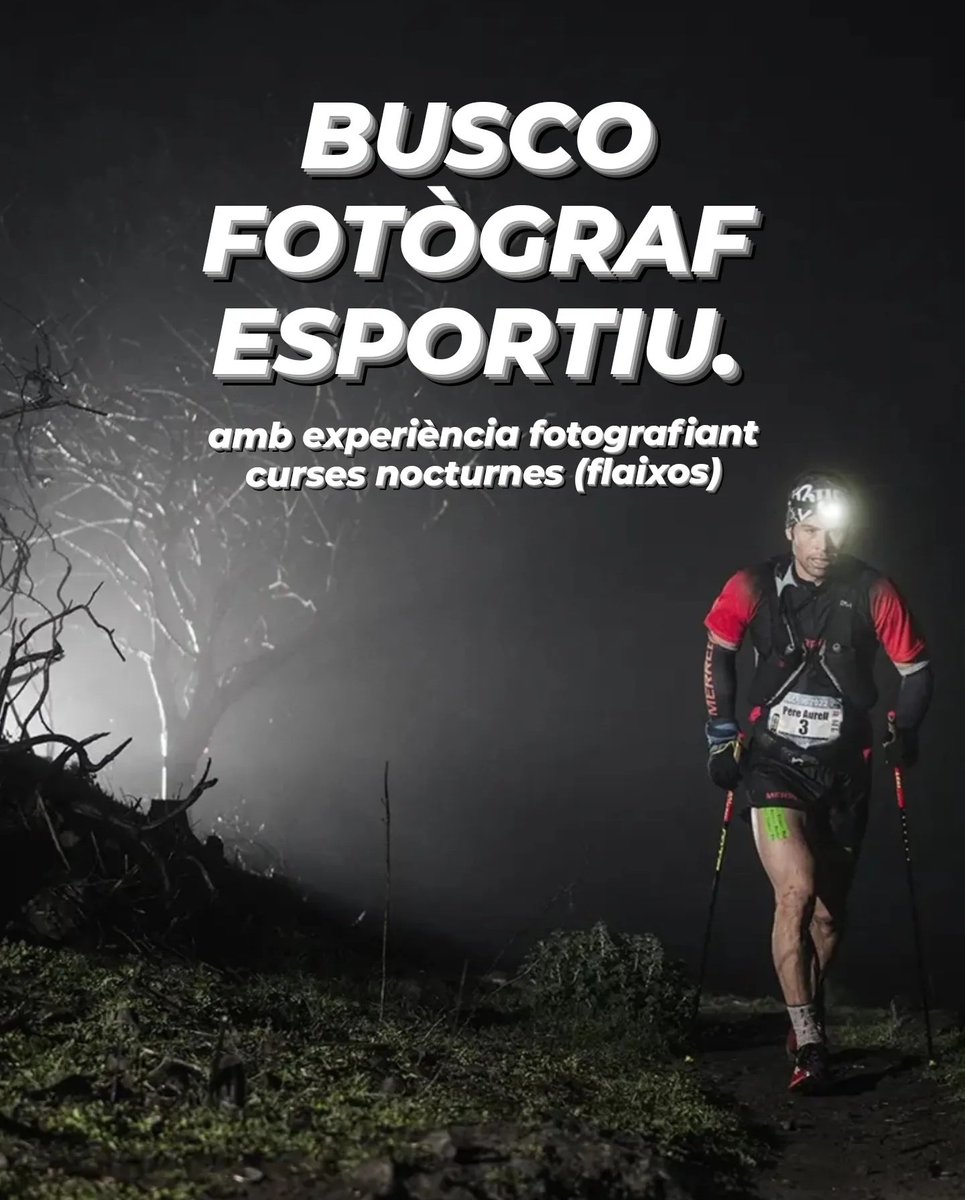 jsaragossa's tweet photo. FEINA! 🔥 Busco fotògraf amb experiència en curses de muntanya i fotografia nocturna 🧐🧐

RT si us plau! https://t.co/PXqW6V1hLE