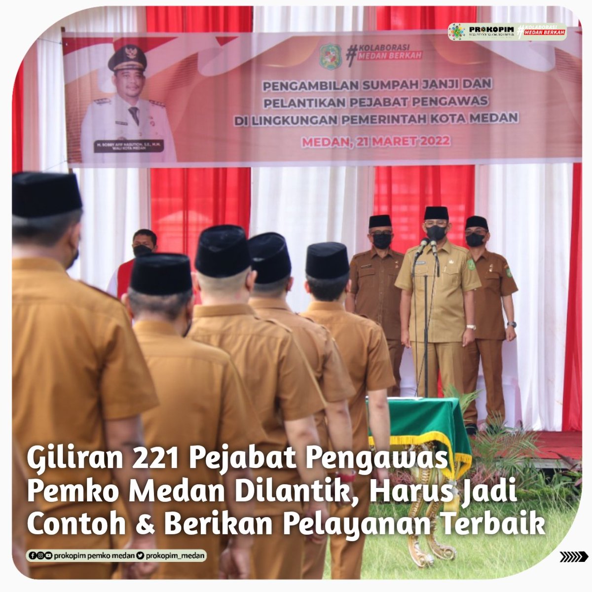prokopim_medan's tweet photo. Giliran 221 Pejabat Pengawas Pemko Medan Dilantik, Harus Jadi Contoh &amp; Berikan Pelayanan Terbaik https://t.co/td755GVGQU