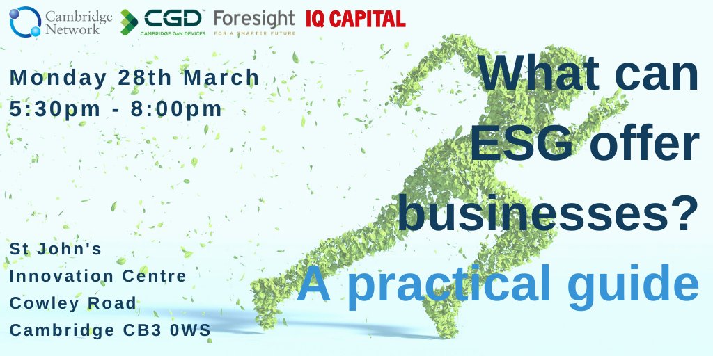 #ESG covers a huge spread of metrics that a business can measure to demonstrate their stance as a ‘good’ employer and trader. Join our session with @ForesightGroup, @IQ_Capital_Fund and @camgandevices to explore different aspects of ESG. Book here ➡️ ow.ly/xyki50IamHa