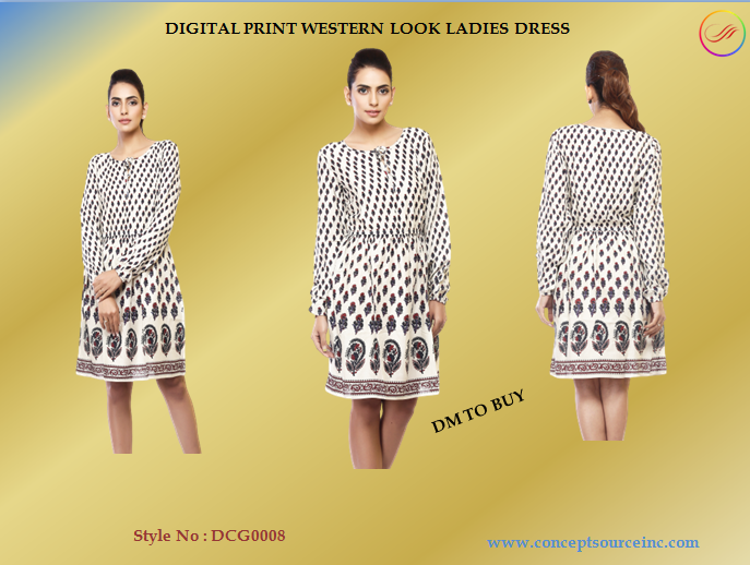 ConceptsSource's tweet image. Style code:-DCG0008
Decription:-Printed pattern dress that renders it smart, and use of good quality fabric will provide you with the utmost comfort.
Get the perfect finish to your laid-back looks with this flared dress. Team this dress with a pair of heels for a stylish look.