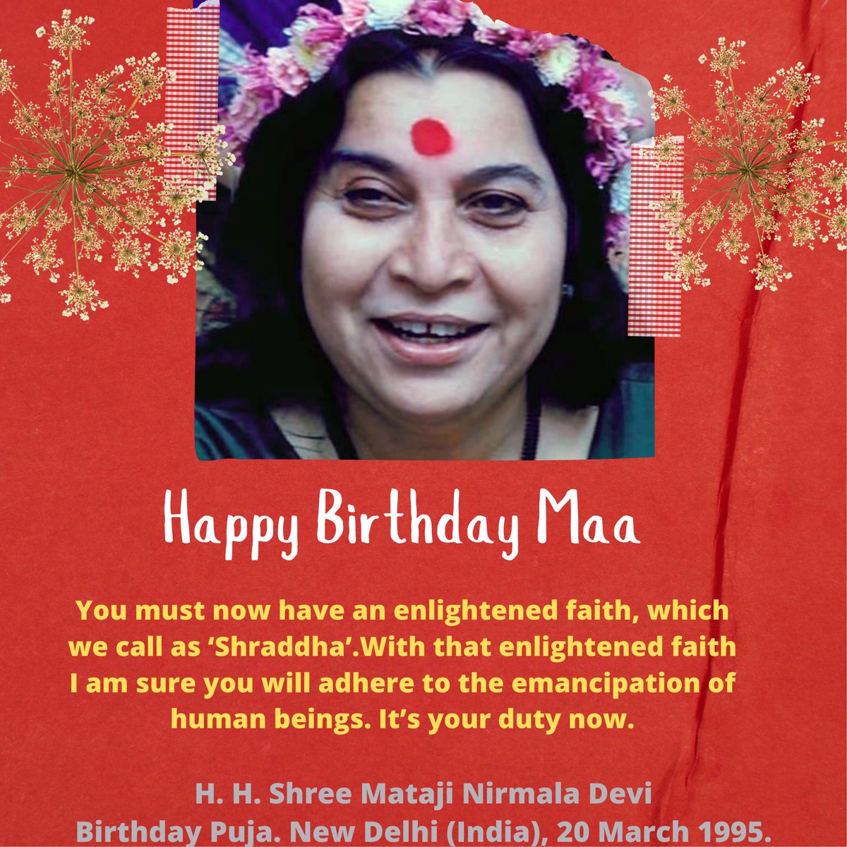 EnlightenedSpi4's tweet photo. Happy birthday Shree Maa

You must now have an enlightened faith, which we call as ‘Shraddha’.With that enlightened faith I am sure you will adhere to the emancipation of human beings. It’s your duty now.

H. H. Shree Mataji Nirmala Devi

#jaishreemataji #enlightened #sahajayoga https://t.co/heiYkW8mOY