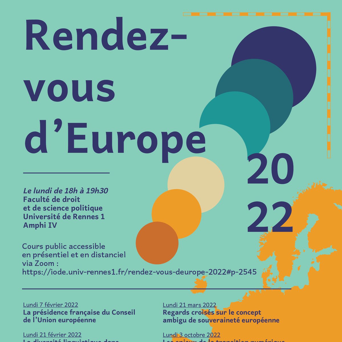 ERennes35's tweet photo. Ce soir Jean-Christophe Barbato et @ceciliarizcalla nous partageront leurs regards sur le concept ambigu de souveraineté européenne, aujourd'hui au cœur de la #PFUE ! Rendez-vous à 18h en amphi IV de la faculté de droit ou en ligne : https://t.co/8Tt58OVNDB https://t.co/lkdQ777EqJ