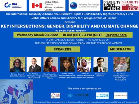 Key Intersections: Gender, Disability and Climate Change
@DisabRightsFund, @IDA_CRPD_Forum, @GAC_Corporate @Ulkoministerio, @GlAD_Net