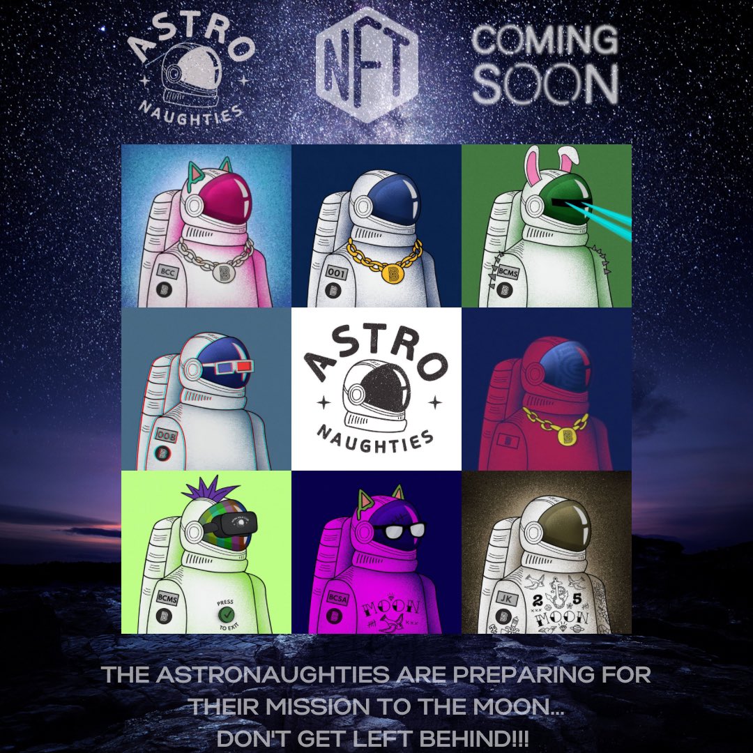 Who is ready for the AstroNaughtie NFTs??

Drop some 🚀🚀🚀🚀 in the comments and retweet!! 

We have some massive news and pre launch NFT giveaways coming up! 

@astronaughties1 <a href="/realSologenic/">Sologenic</a> @BCXRP