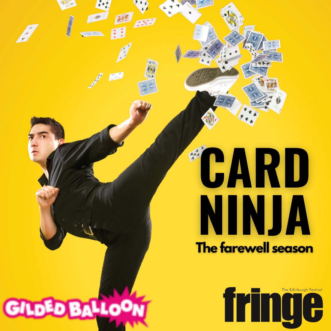 RealCardNinja's tweet photo. Announcing! CARD NINJA is returning to the Edinburgh Fringe Festival 2022 at @Gildedballoon for its farewell season!  

Don't miss your chance to see it for the last time. 
August 3-28
16:15 
Book now: https://t.co/gGA2dFAxtK https://t.co/0KOSpqIlgt