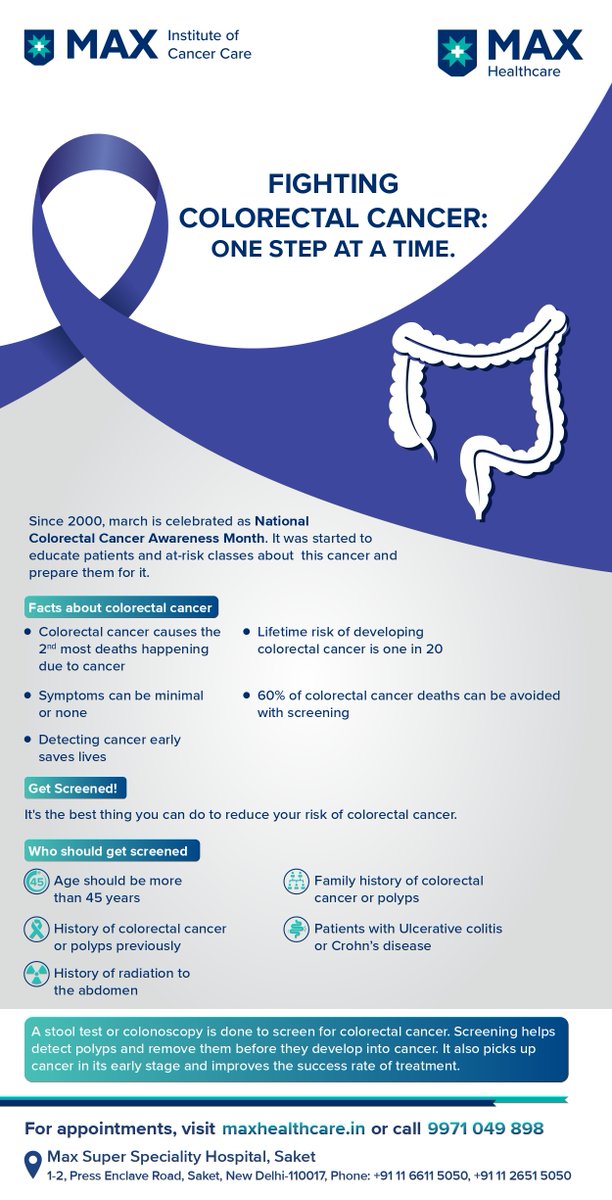 Winning Against Cancer (@winningcancer) on Twitter photo March is the National Colorectal Cancer Awareness Month. At MICC we provide holistic and evidence based Cancer Care
#GIHPBDivision #MaxInstituteofCancerCare #MICC #colorectalcancer #colorectalcancerawarenessmonth #coloncancer #rectalcancer
<a href="/drnkhl/">Dr. Nikhil Agrawal</a> <a href="/harit_oncochat/">Harit Chaturvedi</a> <a href="/manishdoc2000/">Manish Jain</a> March is the National Colorectal Cancer Awareness Month. At MICC we provide holistic and evidence based Cancer Care
#GIHPBDivision #MaxInstituteofCancerCare #MICC #colorectalcancer #colorectalcancerawarenessmonth #coloncancer #rectalcancer
<a href="/drnkhl/">Dr. Nikhil Agrawal</a> <a href="/harit_oncochat/">Harit Chaturvedi</a> <a href="/manishdoc2000/">Manish Jain</a>