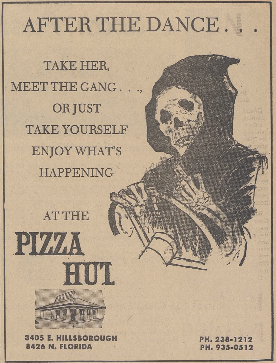 Still baffled by this Pizza Hut ad I found in a college newspaper.