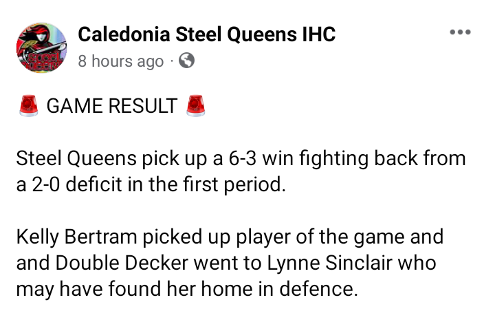 DumfriesIce's tweet photo. Result
Challenge Game
Leeds Roses 3 Caledonia Steel Queens 6

@BUIHAInfo @ice_lgbtq @IH4Girls @ScotIceHockey @ukwomenshockey https://t.co/tzCMfU4Vcm