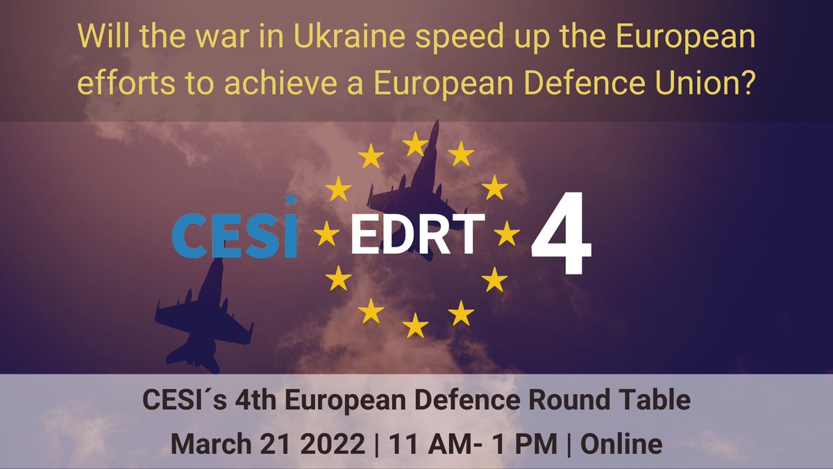 Now at the 4th European Defence Round Table (#EDRT): 

Will the war in Ukraine speed up the European efforts to achieve a European Defence Union❓

#defence #peace #StandWithUkraine