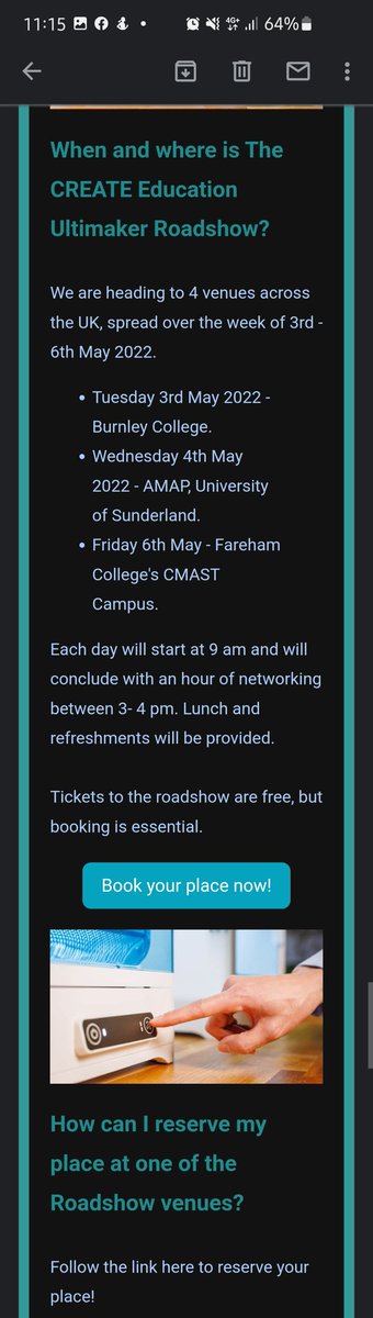 Want to learn about how 3D printing could work in your Education setting? Meet a supportive network of people? Try hands on projects? See the amazing osdibilities first and?
Bookings being taken now for the Amazing <a href="/CREATE_EDU_PROJ/">CREATE Education</a> Roadshow
createeducation.com/ultimaker-road…