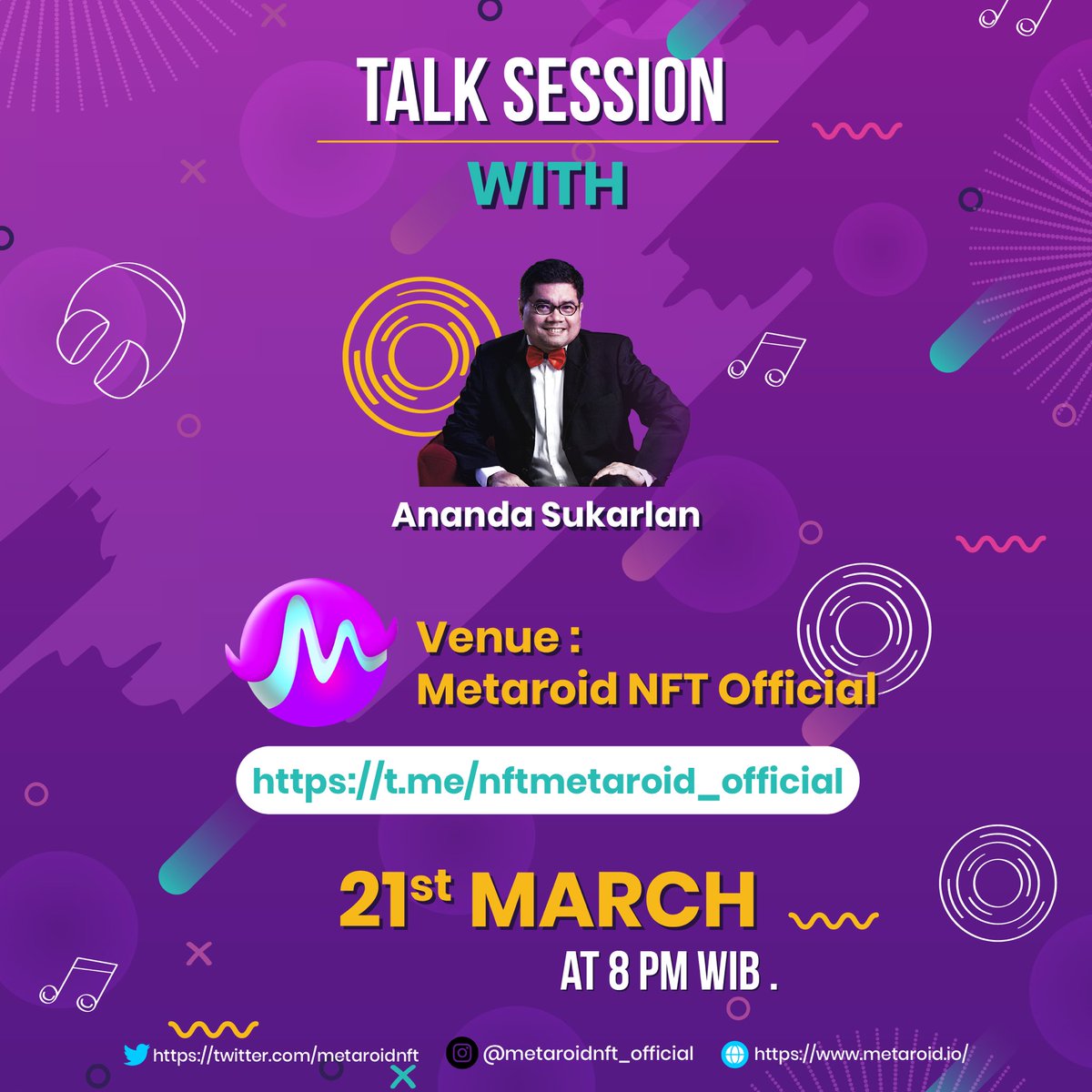 📢 We are going to have AMA (Ask Me Anything) Session on :

⏰ Time    : 21th March 20.00 WIB 
👉 Venue   : Metaroid Global Community (t.me/nftmetaroid_of…)

🚀 History is just starting NOW!! 🚀

🚀🚀 LFG 🚀🚀