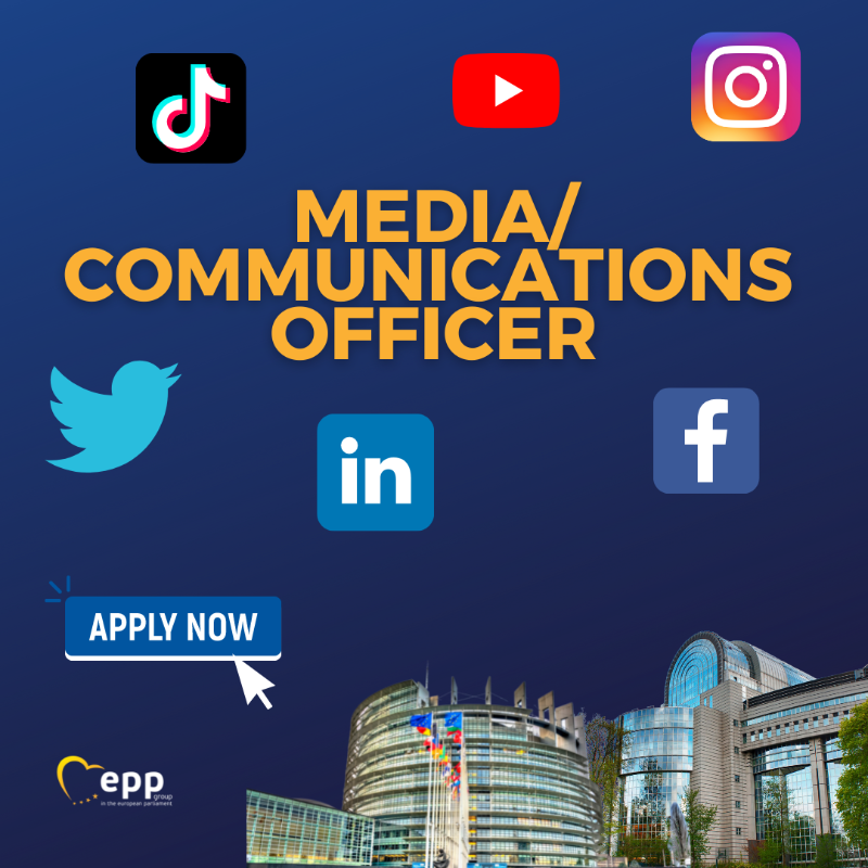 EPPGroup's tweet photo. π¨NEW! Vacancy alert!
The #EPPGroup is looking for:
π A Media/Communications Officer
Apply before: 30/03/2022
#Jobs #vacancy #digitalcomm
More information: https://t.co/D8ixso8Apo