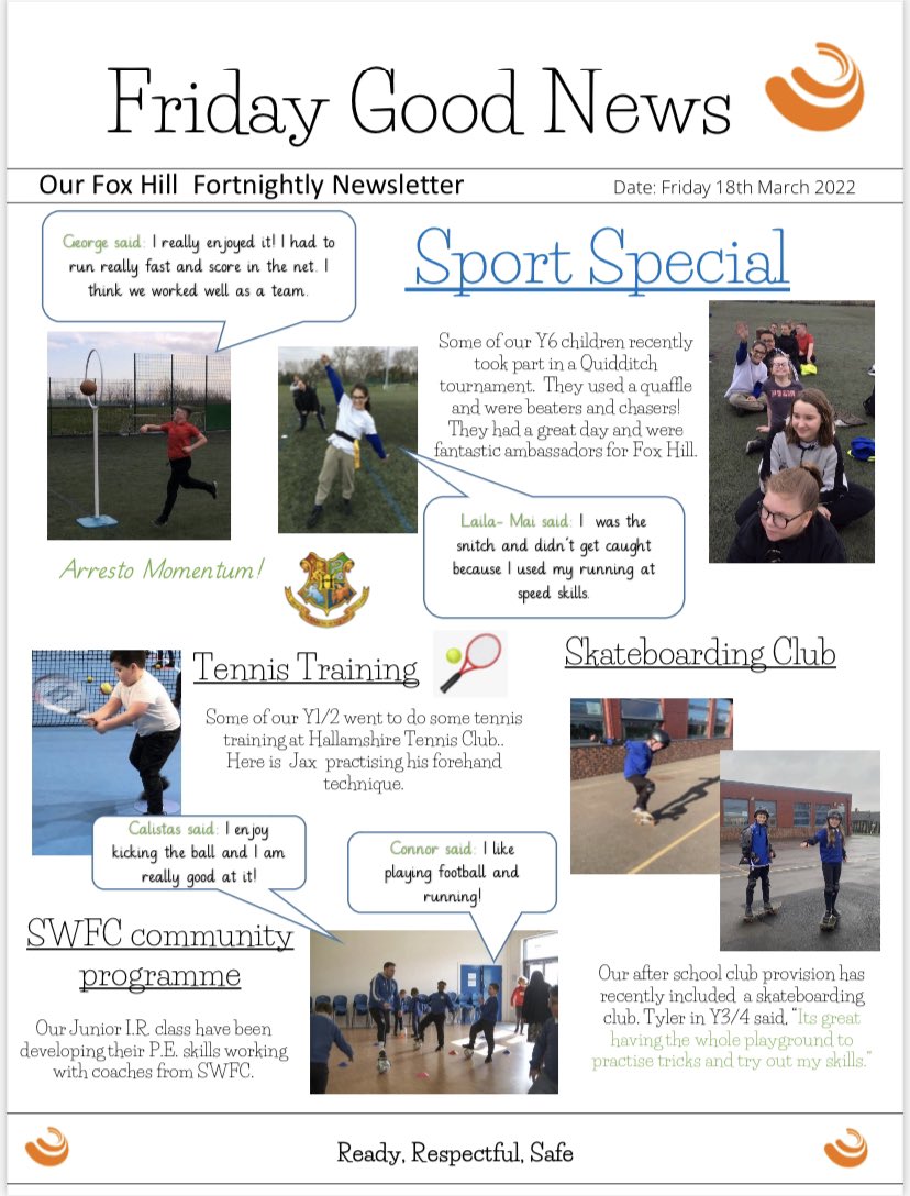 Fox Hill Newsletter - Sport Special 🎾🛹 <a href="/PointsLN/">Points Learning Network</a> <a href="/SWFCCP/">Sheffield Wednesday Community</a> <a href="/FoxHillLearning/">Fox Hill Learning</a> <a href="/IRFoxhill/">Fox Hill IR</a>