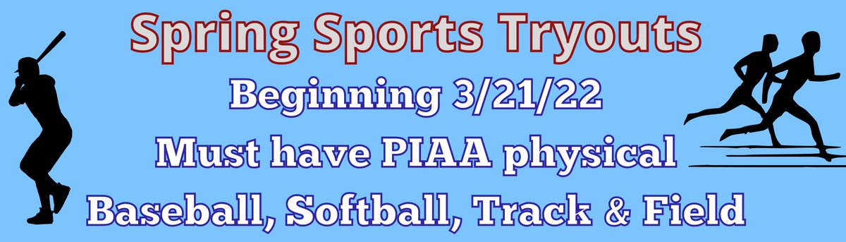 Spring sports tryouts begin today! Baseball, softball, track &amp; field. Must have completed PIAA physical and register on Family ID. neshaminy.org/domain/2656