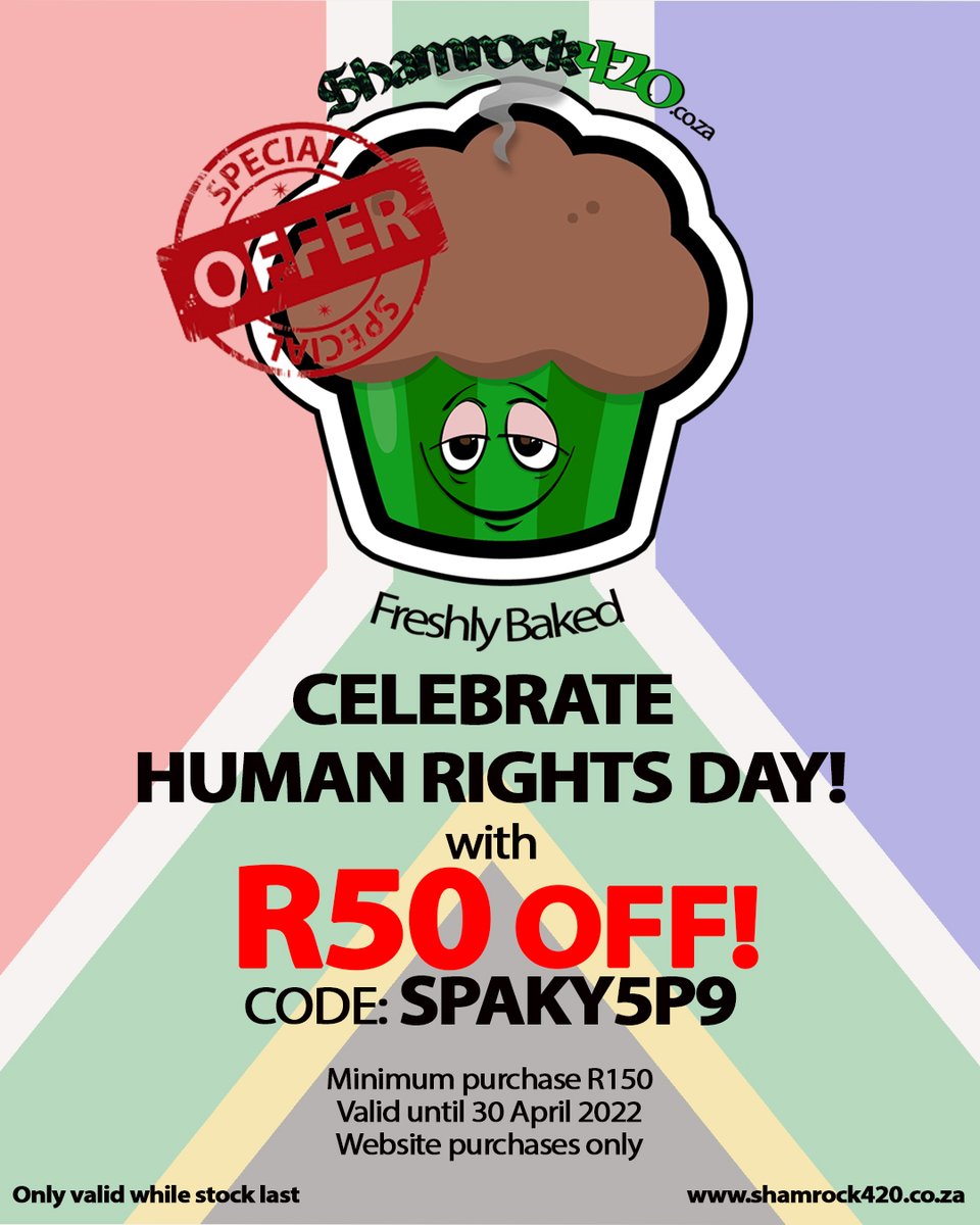 SHAMROCK420CPT's tweet photo. 🇿🇦 Happy Human Rights Day! 🎉

Here's a Special Offer just for you 💖

Redeem it on our website: https://t.co/GH4zSMqq67 https://t.co/1GuWzz1qOK