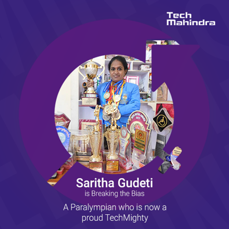 tech_mahindra's tweet photo. Our associate Saritha Gudeti - a Paralympian &amp; a proud TechMighty - shares her story of #BreakingTheBias and rising higher!

We are committed to celebrating Diversity &amp; Inclusion. Know more: https://t.co/LH5mhOKbTC

#WomenHistoryMonth #InternationalWomensDay #IWD #LoveToBeTechM
