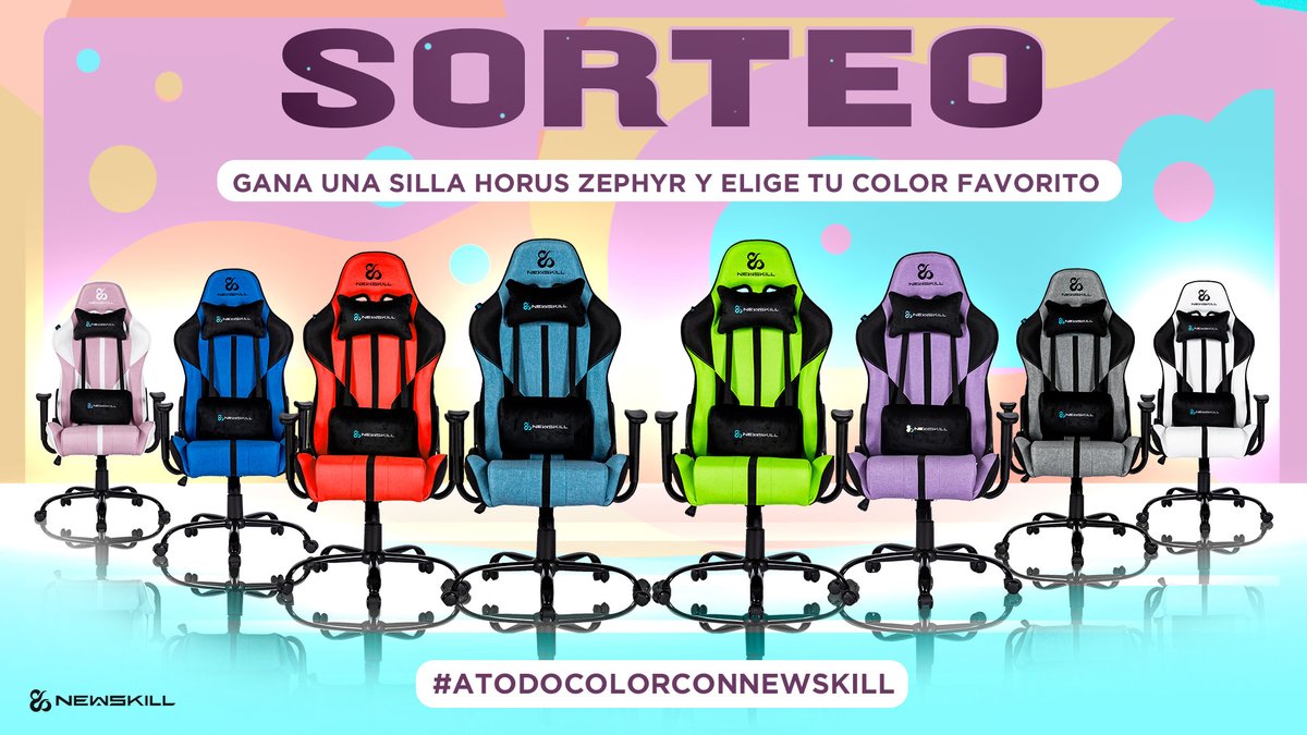 🌸#SORTEO 🌸
Le damos la bienvenida a la #primavera con un súper sorteo a todo color de una silla Horus Zephyr. Elige tu color y participa 😎

Requisitos:
🔁RT al tweet
🌻 Seguir a <a href="/newskill_ES/">Newskill España</a> 
💐 Menciona a un amigo con el HT #ATodoColorConNewskill. Sin límite de comentarios.