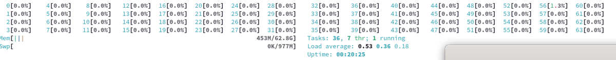 When you need a wide screen to see the CPU thread load in htop…