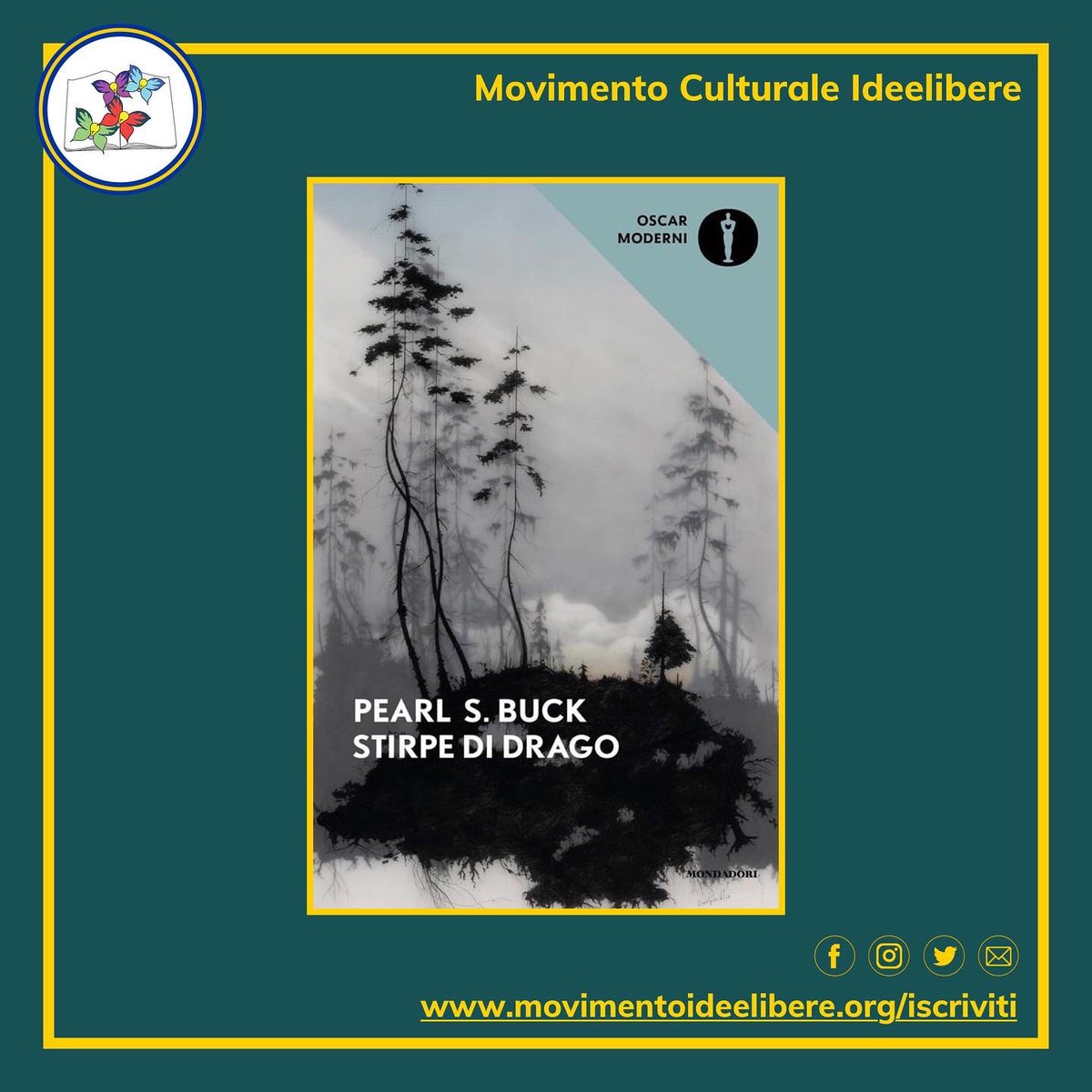 Movimentoidee's tweet image. Tornano gli incontri del nostro gruppo letterario!
Per la #lettura di questo mese abbiamo scelto "Stirpe di drago", di Pearl S.Buck: un capolavoro di grande attualità!
Ti aspettiamo il 31 marzo alle 20.30 per un'appassionante #cena con #dibattito! 😉📚

➡️ instagram.com/p/CbXRwNGL4e2/…