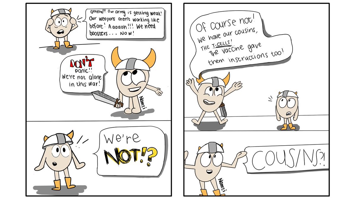 nishanne_jacob's tweet photo. After a few miserable days with COVID, my 11-year old daughter, Namzi, decided to make her 3rd COVID vaccine comic. This time, tackling the complex issues of T-cells and global vaccine equity in a super simple way. Thoughts? @virusmonologues @HsiaoMarvin  @miamalan @paimadhu https://t.co/mdXQL3rEVo