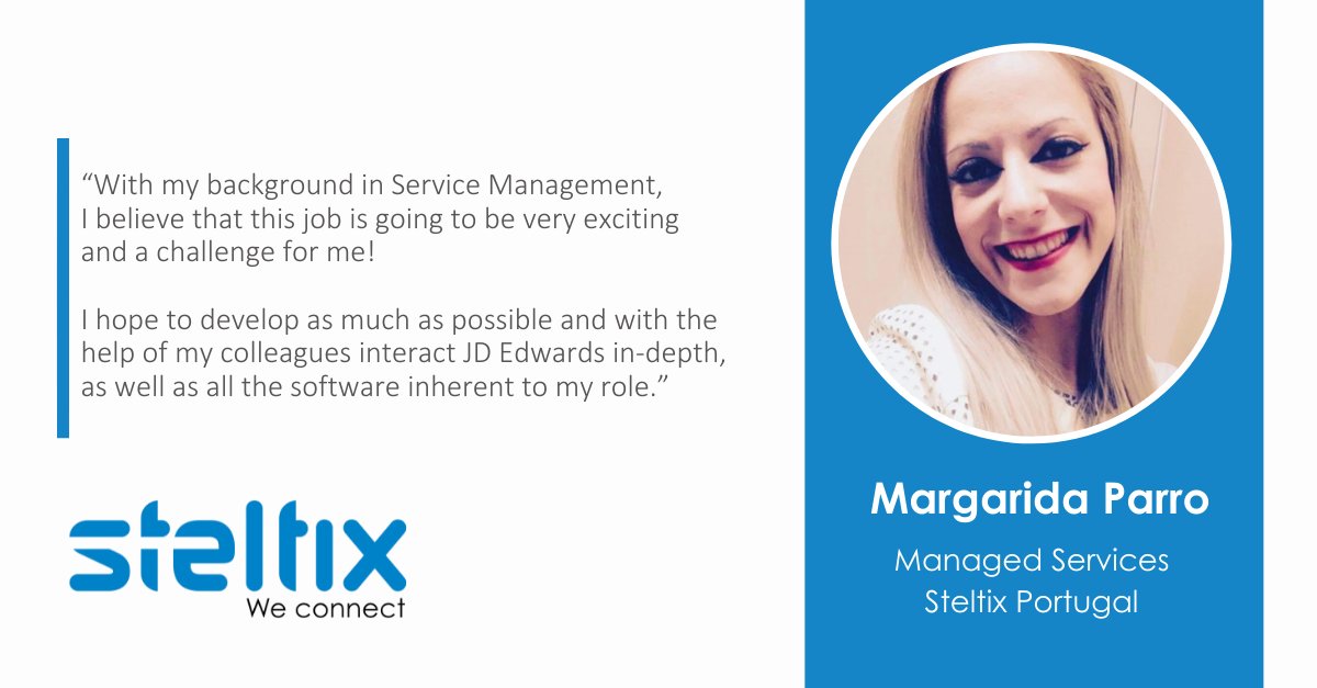 Happy Friday! And welcome to one of our newest colleagues, Margarida!

She will be joining our office in Lisbon, Portugal and will be part of our Managed Services Team.

Margarida is an animal lover and enjoys visiting museums and palaces.

Welcome to the #SteltixTeam! 👏🏼