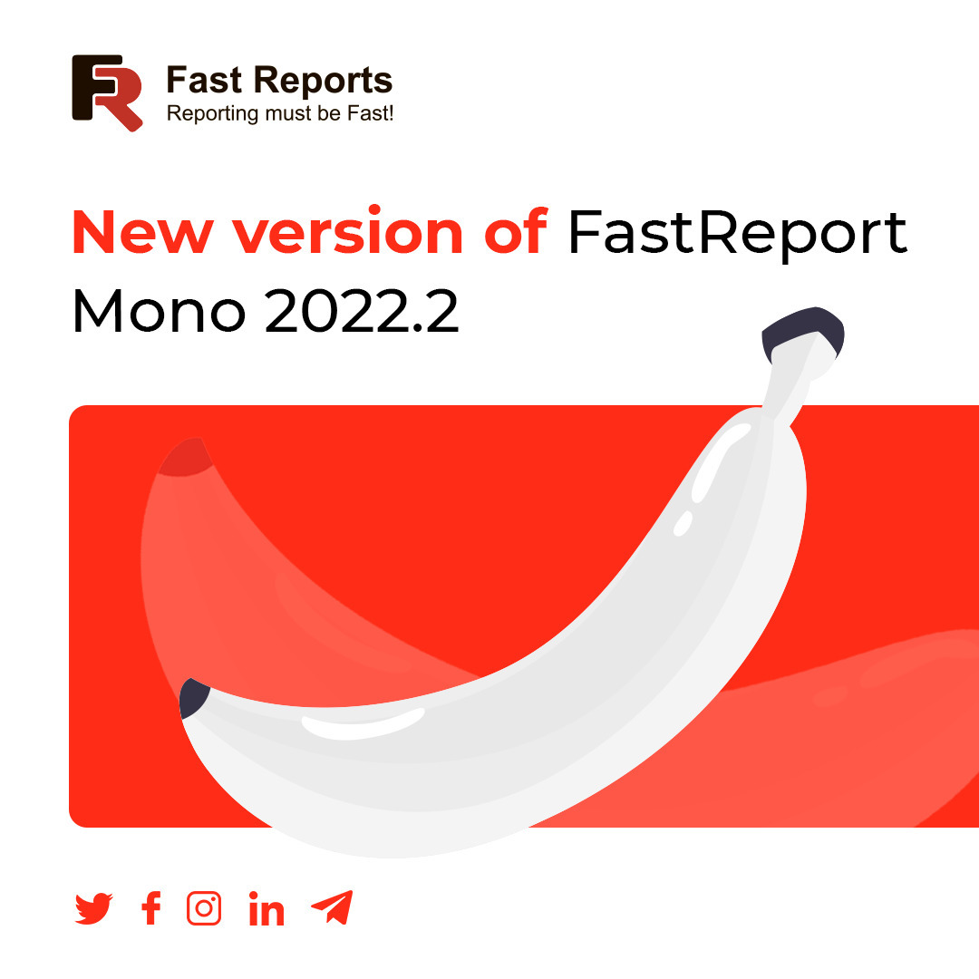 FastReports's tweet image. Release of the new version of #FastReport #Mono.

Inside you’ll find:

🍌 Highlighting of intersecting objects in the designer;
🍌 Interactivity support of the “Improved Matrix” object in #WebReport;
🍌 #Export improvements.

More about the new features: fast.report/abad9