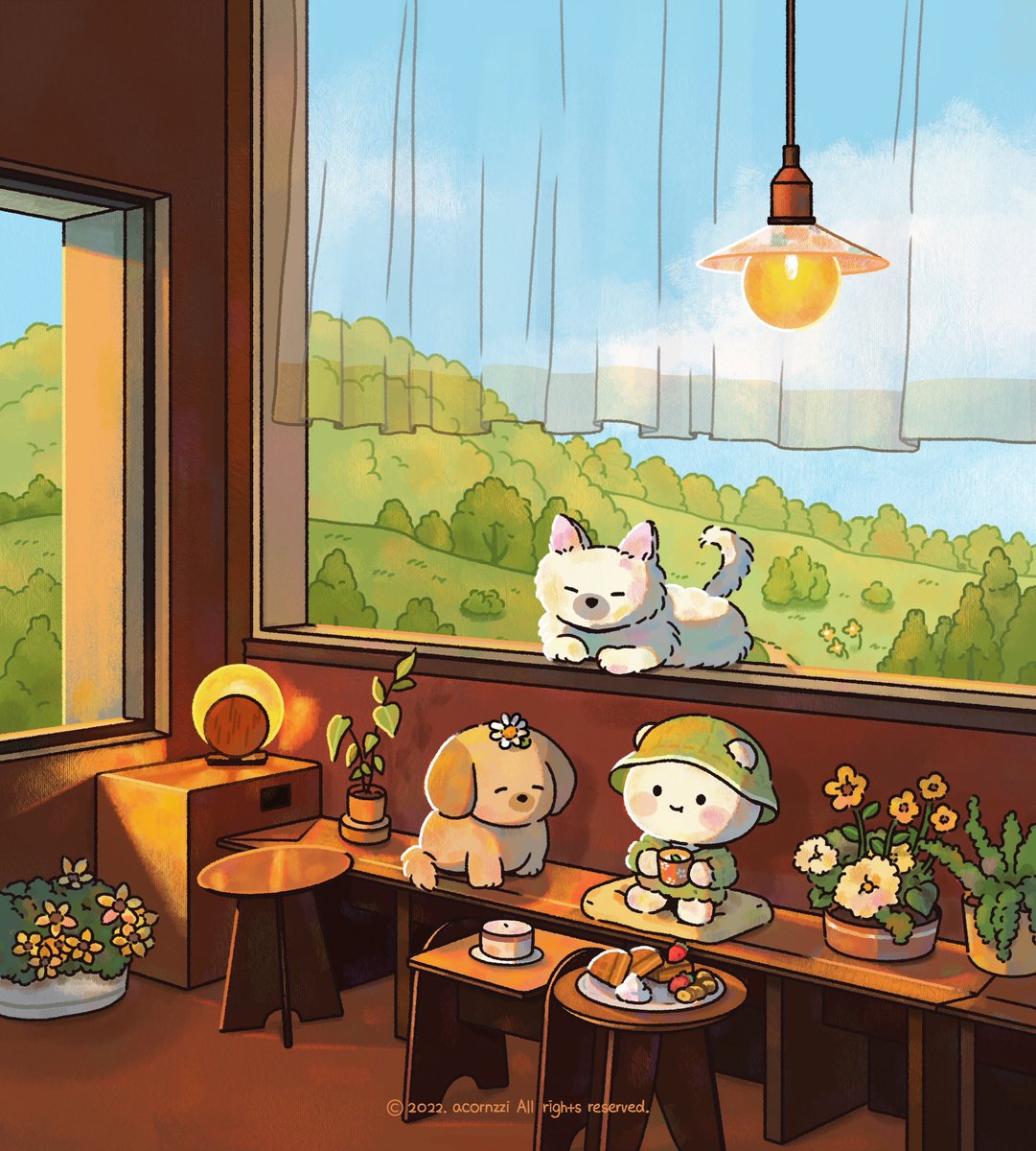 Spring Cafe 🌻☕️ #illustration