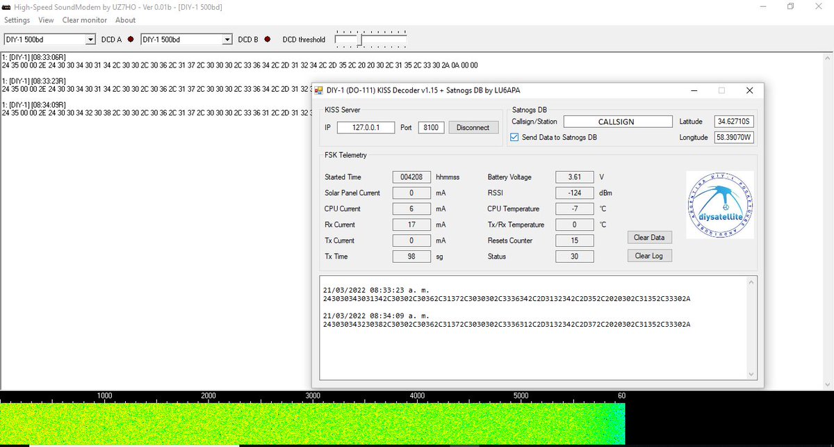 diysatellite's tweet photo. #LU6APA @gerpagliaroli has made a new soft #DIY_1 #DO111🛰️ decoder and forwarder data to @SatNOGS📡,is used together with the #UZ7HO modem. Huge thanks German and all hams for your support . Download the software: https://t.co/OYyON46Bt4 https://t.co/3fhoonLofo