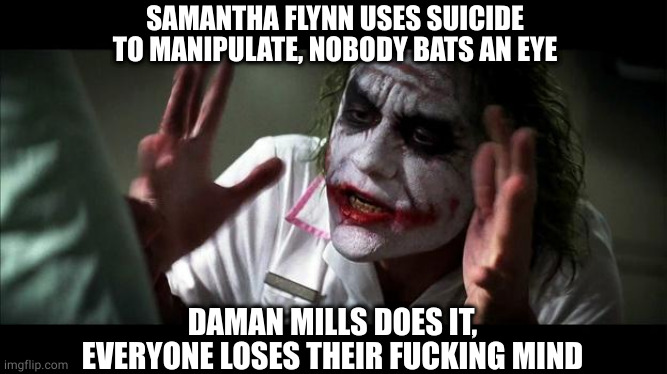 BewarePredators's tweet photo. Fuck Daman Mills but also "rules for thee, not for me"?

Using suicide to manipulate people is bad, but only calling it out when it's people you dislike makes you a hypocrite. https://t.co/AI76YzXTZF